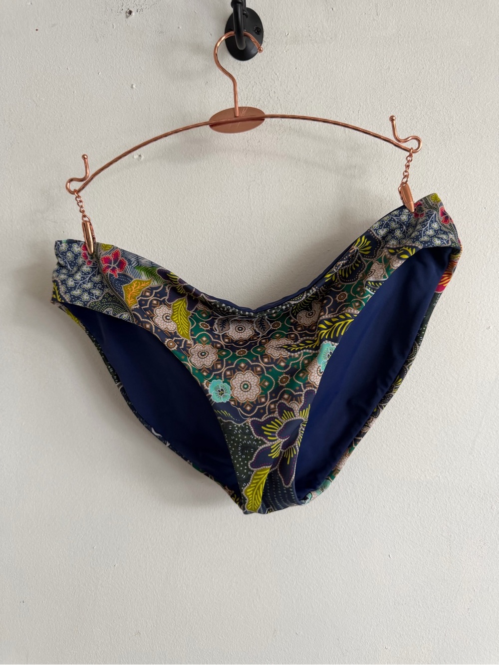 Prana Navy Floral-Trim Girls' Bikini Bottoms